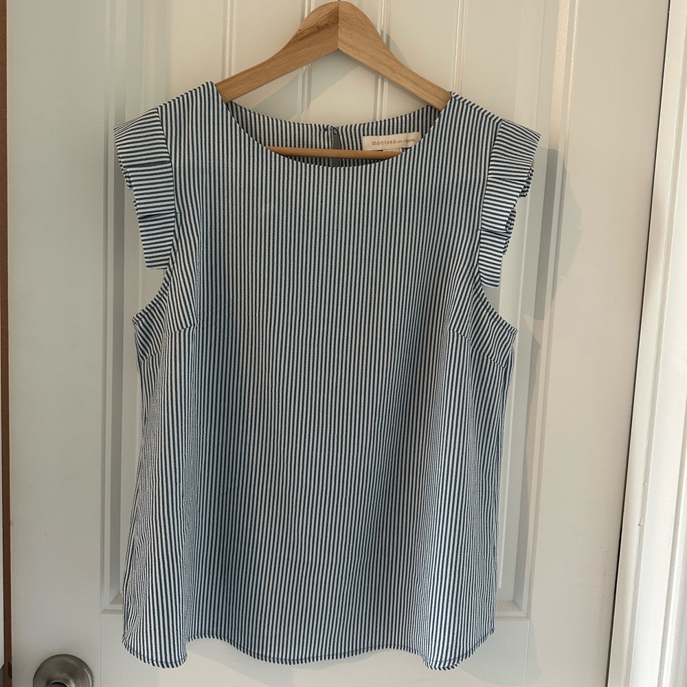 Monteau Striped Blue and White Blouse